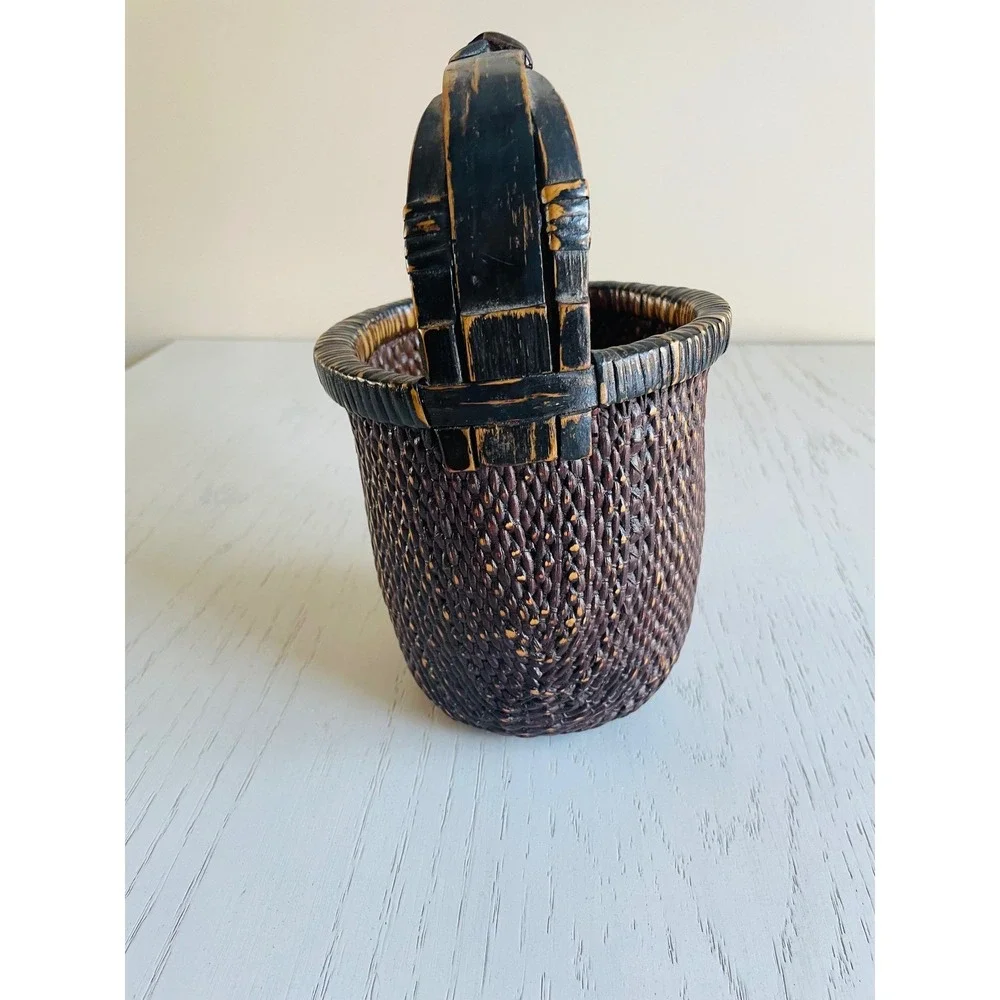 Antique Hand‎ Woven Chinese Rice Gathering Basket